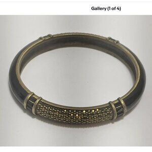 Judith Leiber Bracelet Pave & Baguette Bangle Black 8 inch